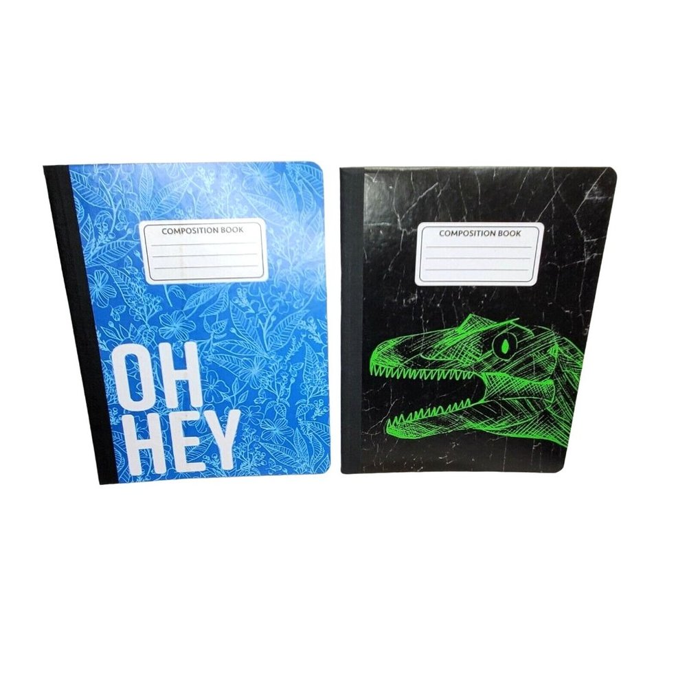 Lot Of 2 Composite Dinosaur And Oh Yeah Designer Notebooks School